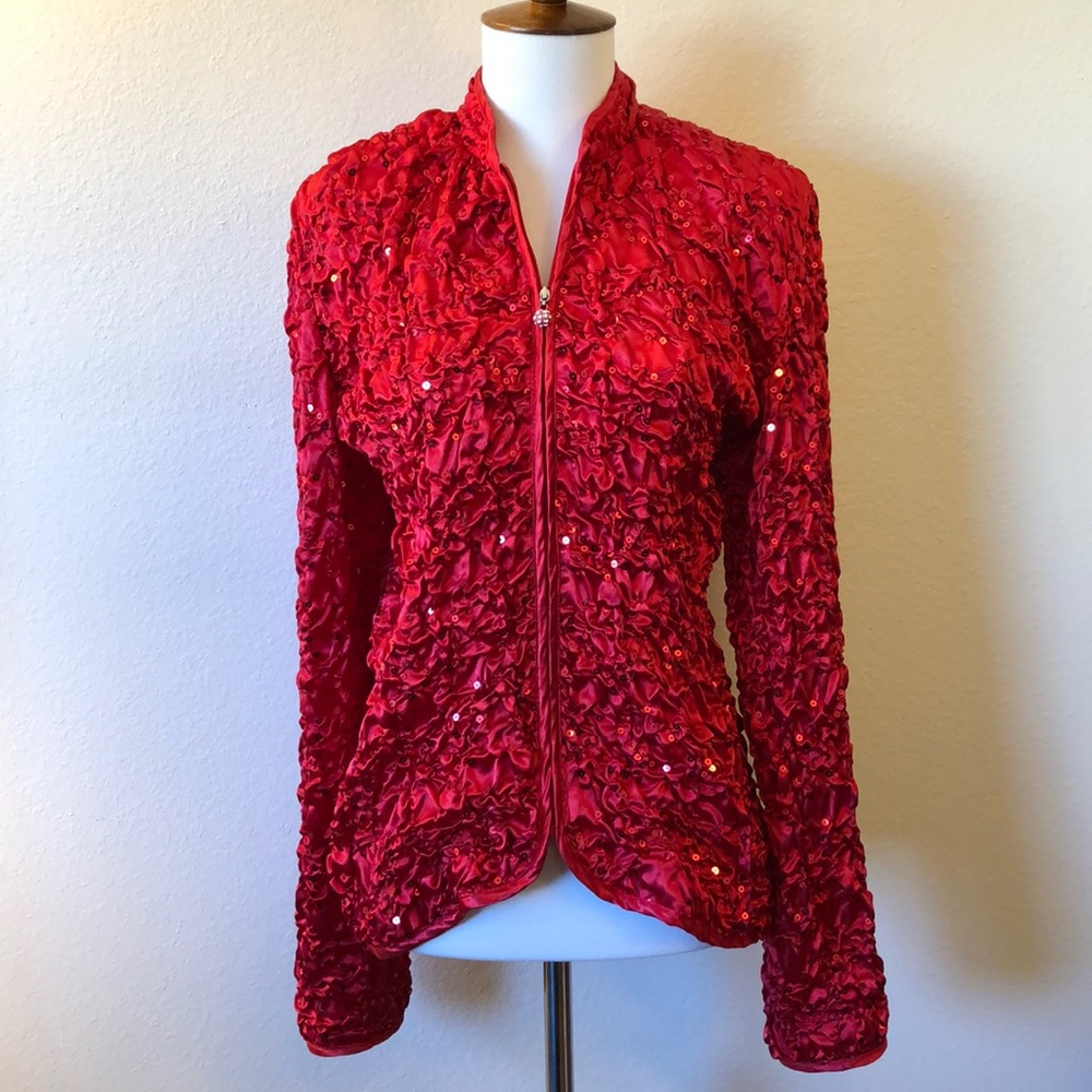 Elegant Red Sequined Jacket